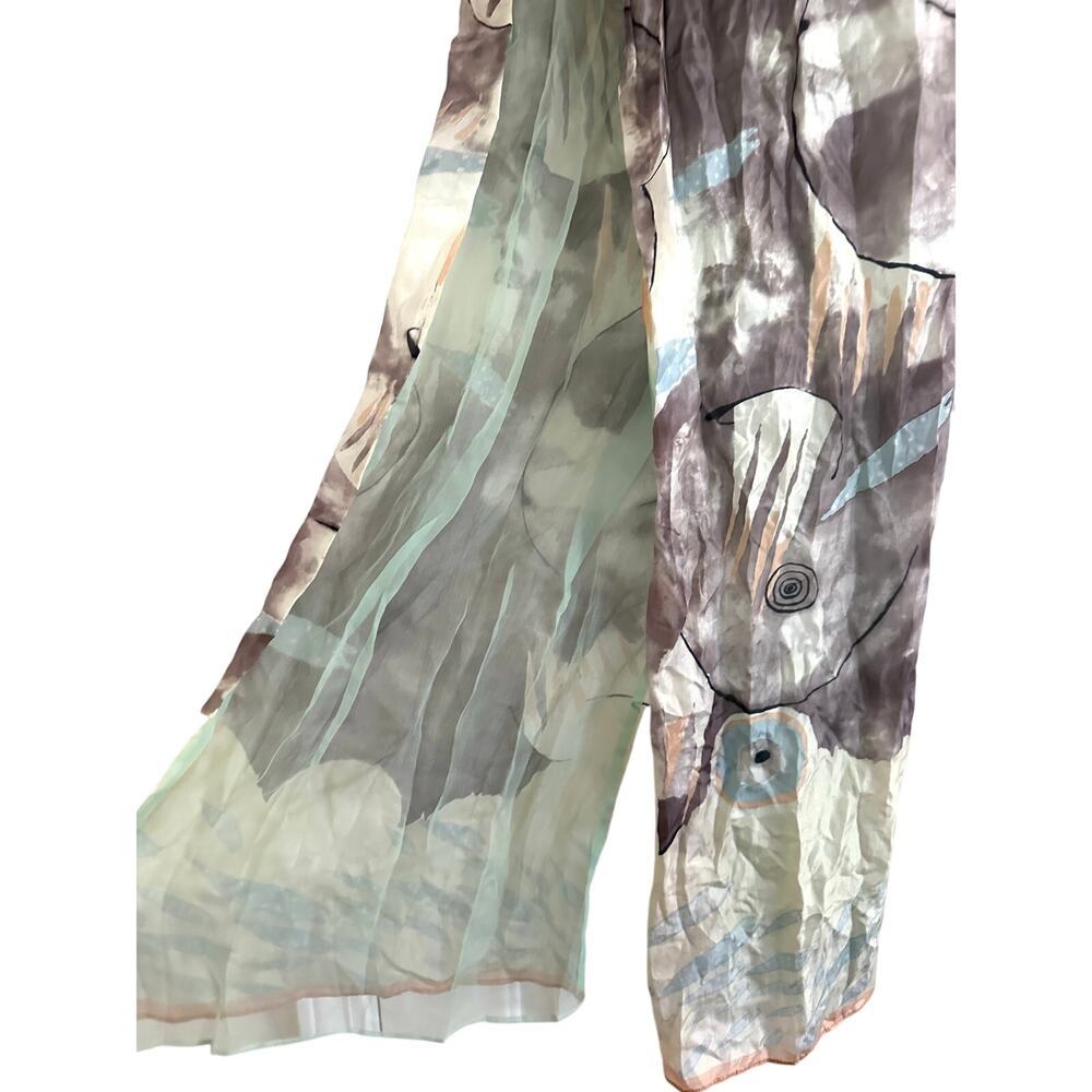 GEORGINA VON ETZDORF Vintage Artsy Art To Wear Silk Scarf Wrap Abstract